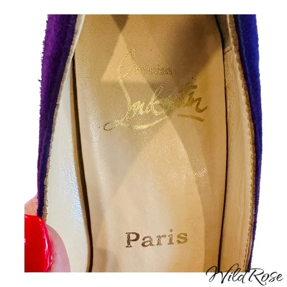 CHRISTIAN LOUBOUTIN New Declic Velours Purple Suede Pumps SZ 37